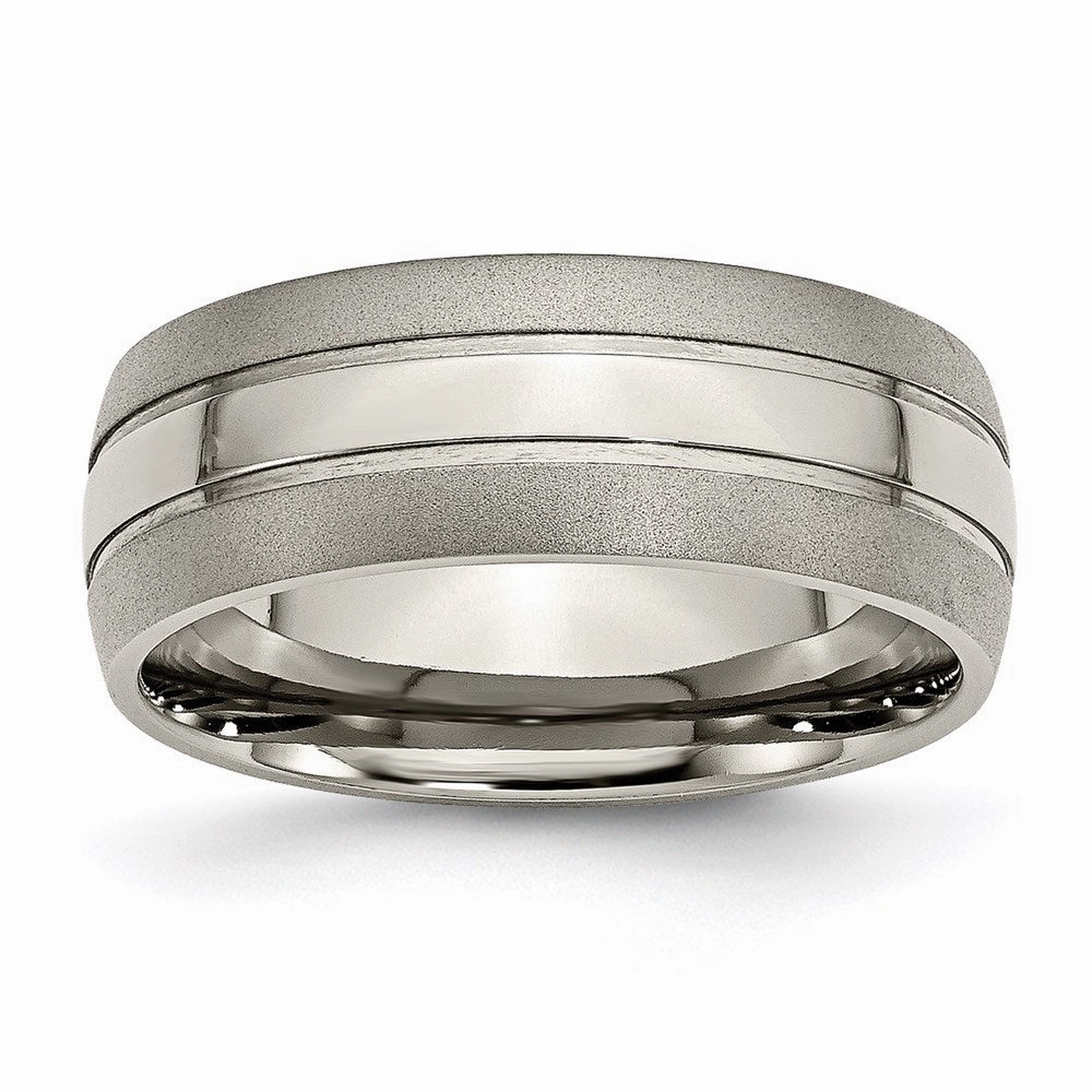 Titanium Grooved 8mm Brushed and Polished Band | TB191