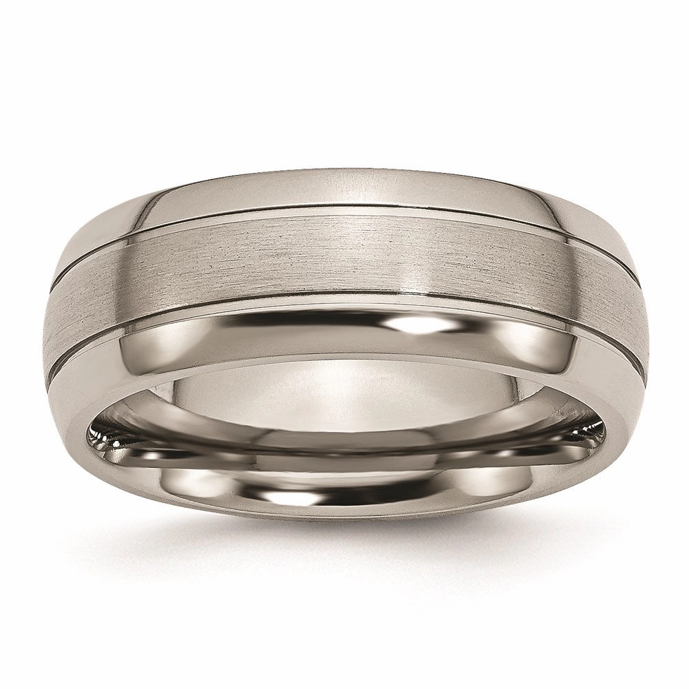 Titanium Grooved 8mm Brushed and Polished Band | TB30
