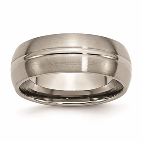 Titanium Grooved 8mm Brushed and Polished Band | TB49