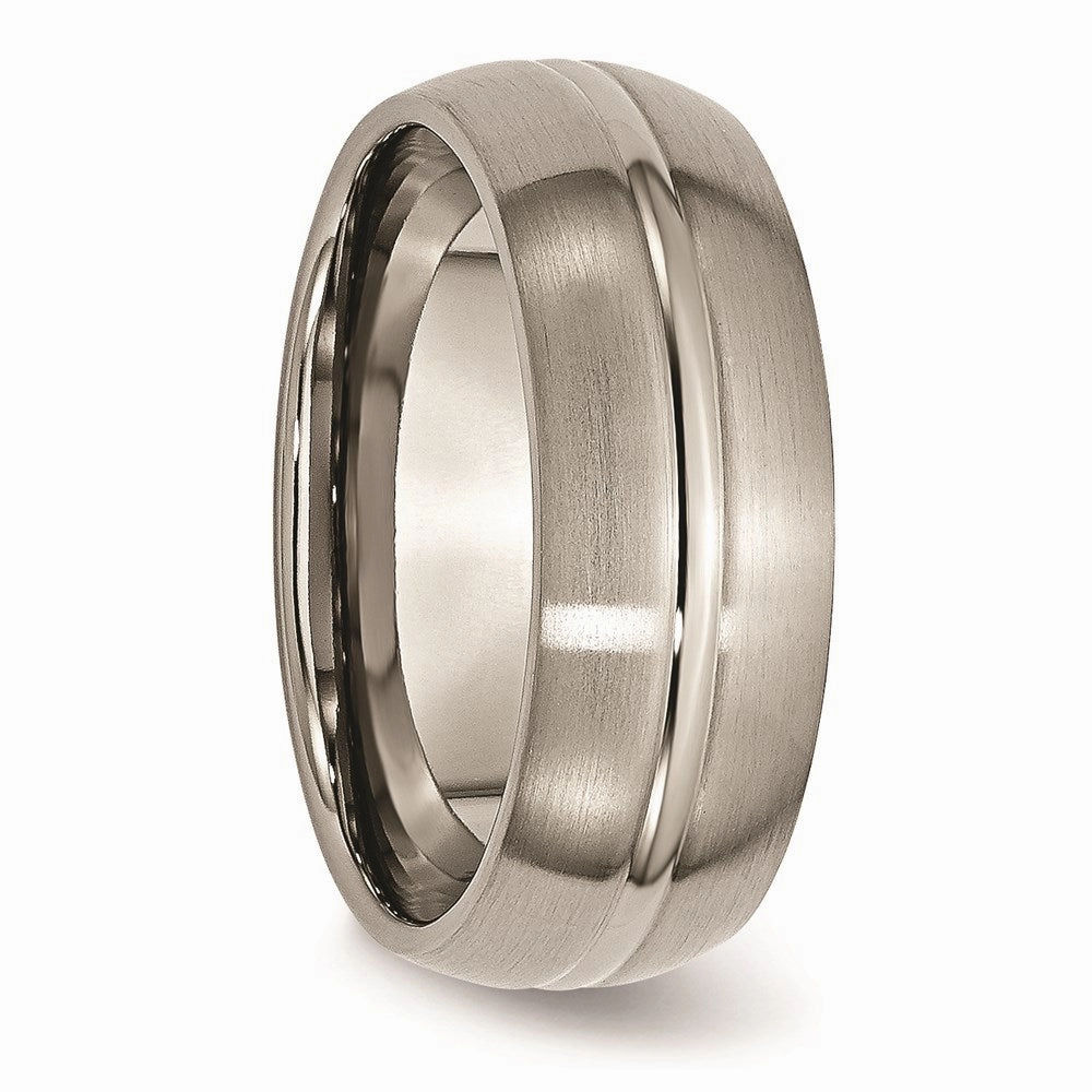 Titanium Grooved 8mm Brushed and Polished Band | TB49