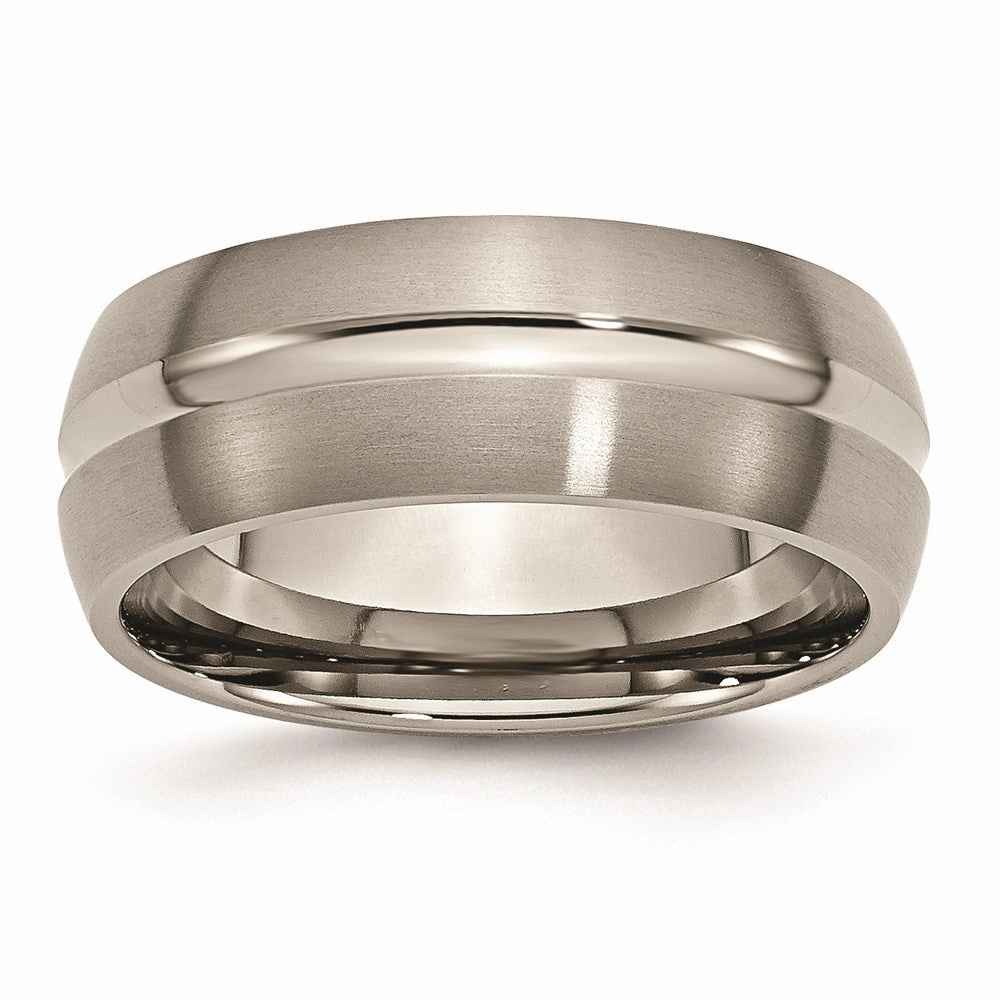 Titanium Grooved 8mm Brushed and Polished Band | TB51