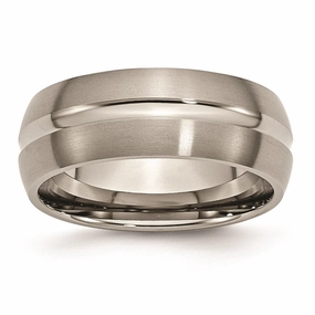 Titanium Grooved 8mm Brushed and Polished Band | TB51
