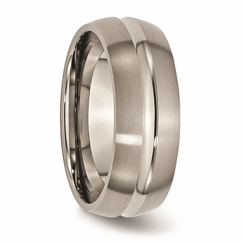 Titanium Grooved 8mm Brushed and Polished Band | TB51