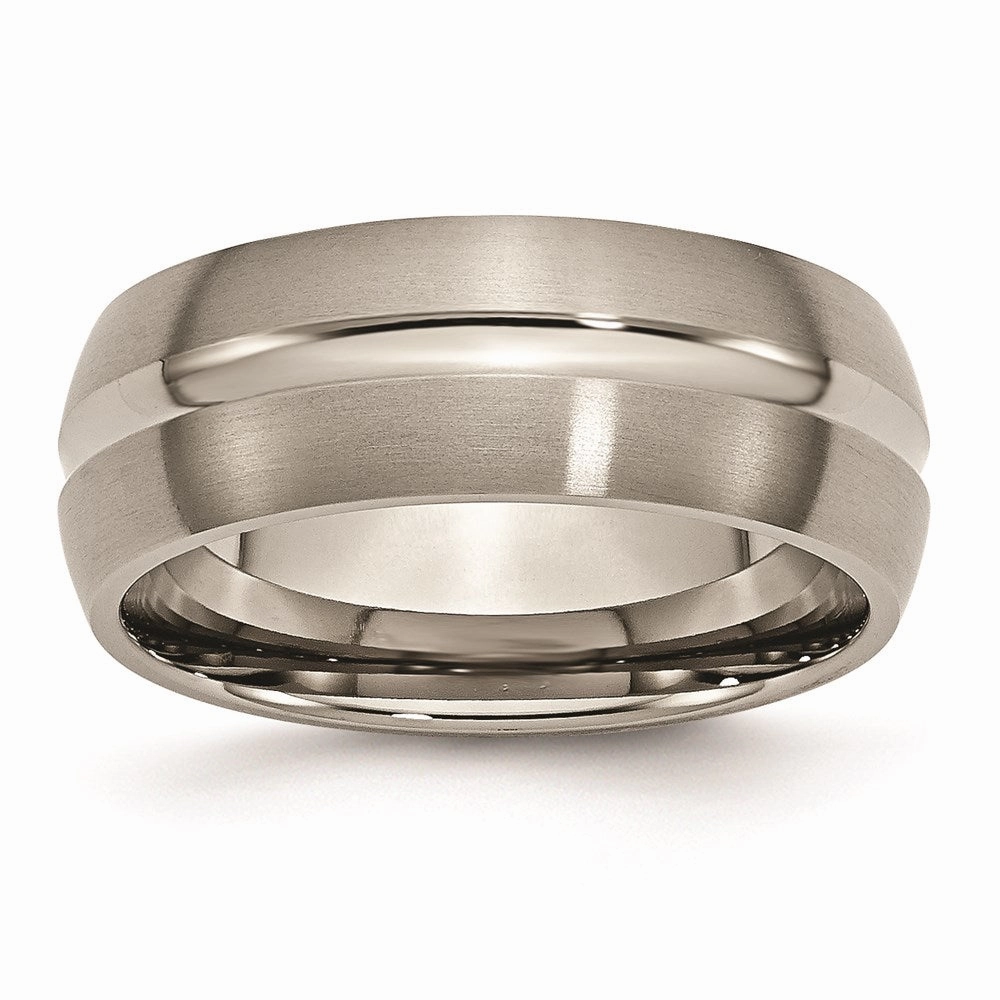 Titanium Grooved 8mm Brushed and Polished Band | TB51