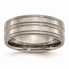 Titanium Grooved 8mm Polished Band | TB57