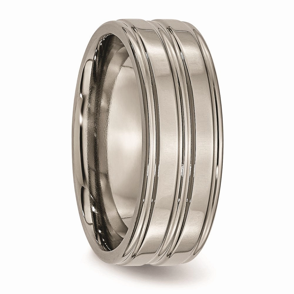 Titanium Grooved 8mm Polished Band | TB57