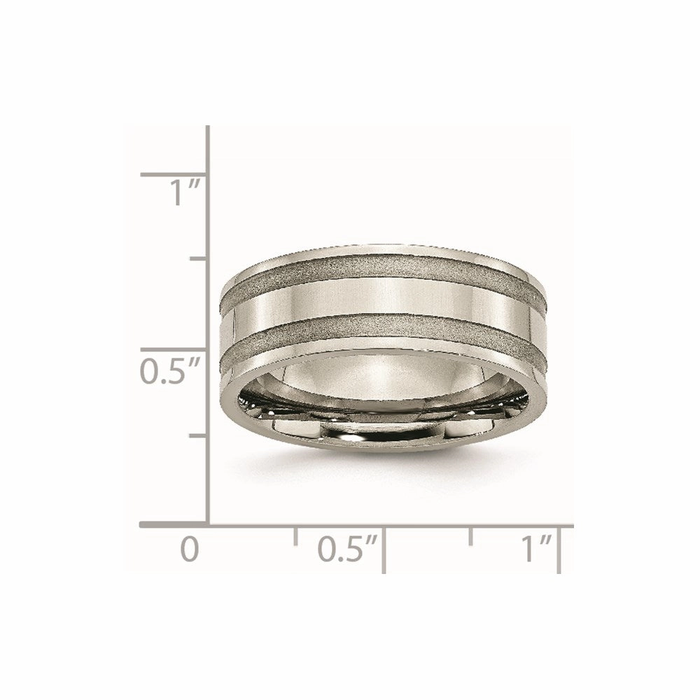 Titanium Grooved 8mm Satin and Polished Band | TB203
