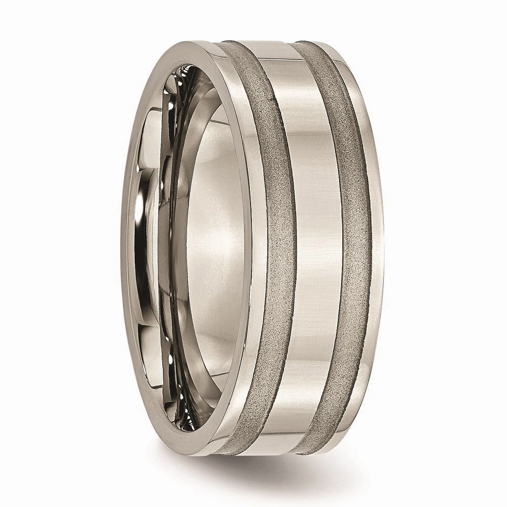 Titanium Grooved 8mm Satin and Polished Band | TB203