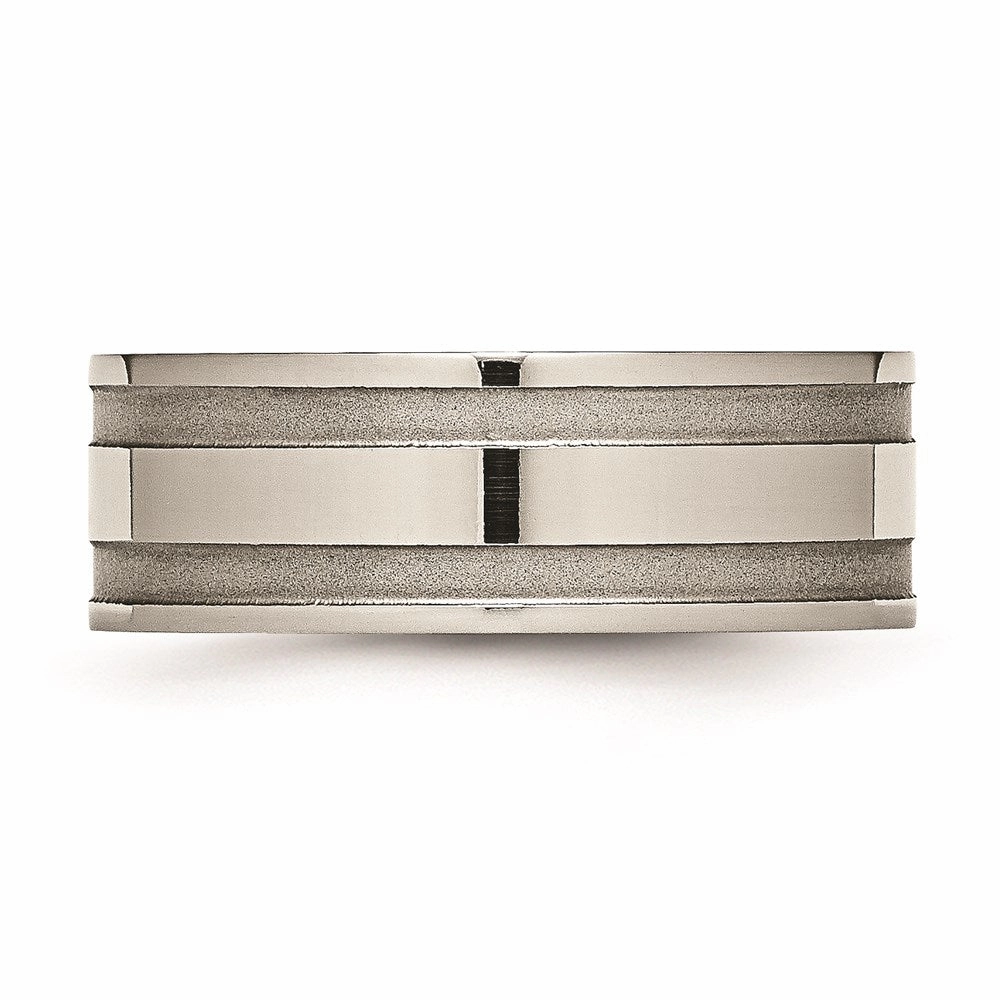 Titanium Grooved 8mm Satin and Polished Band | TB203