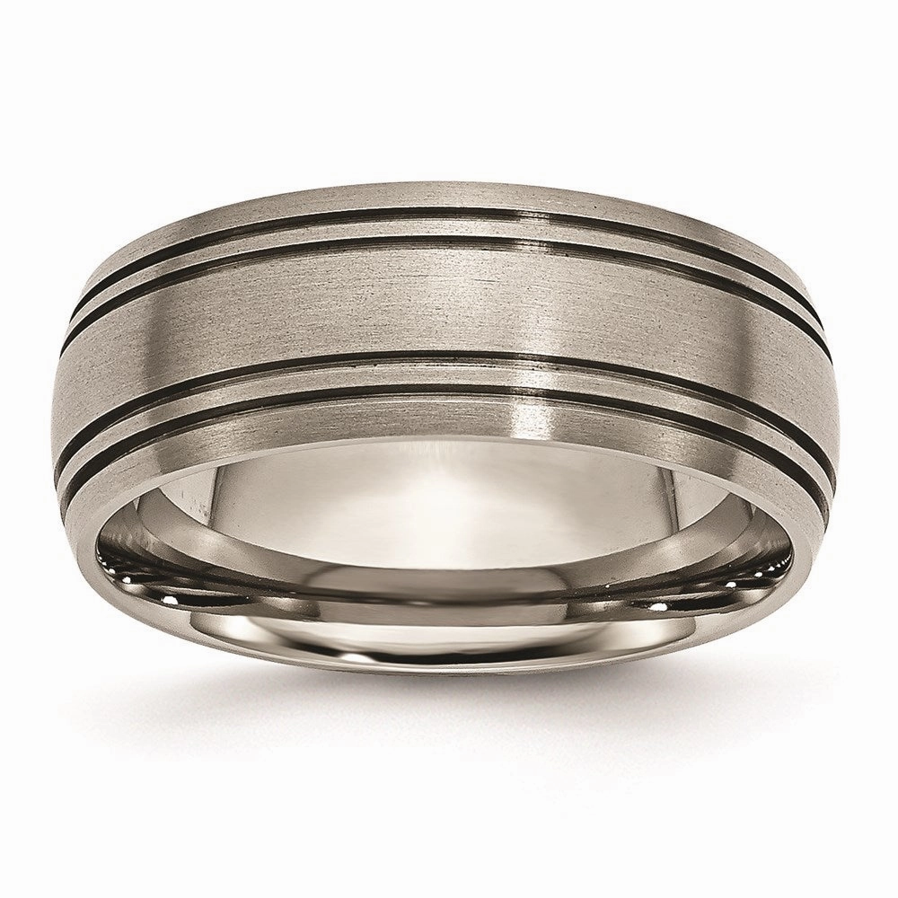 Titanium Grooved 8mm Satin Band | TB121