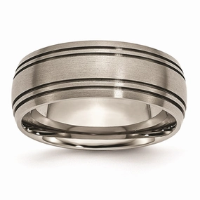 Titanium Grooved 8mm Satin Band | TB121