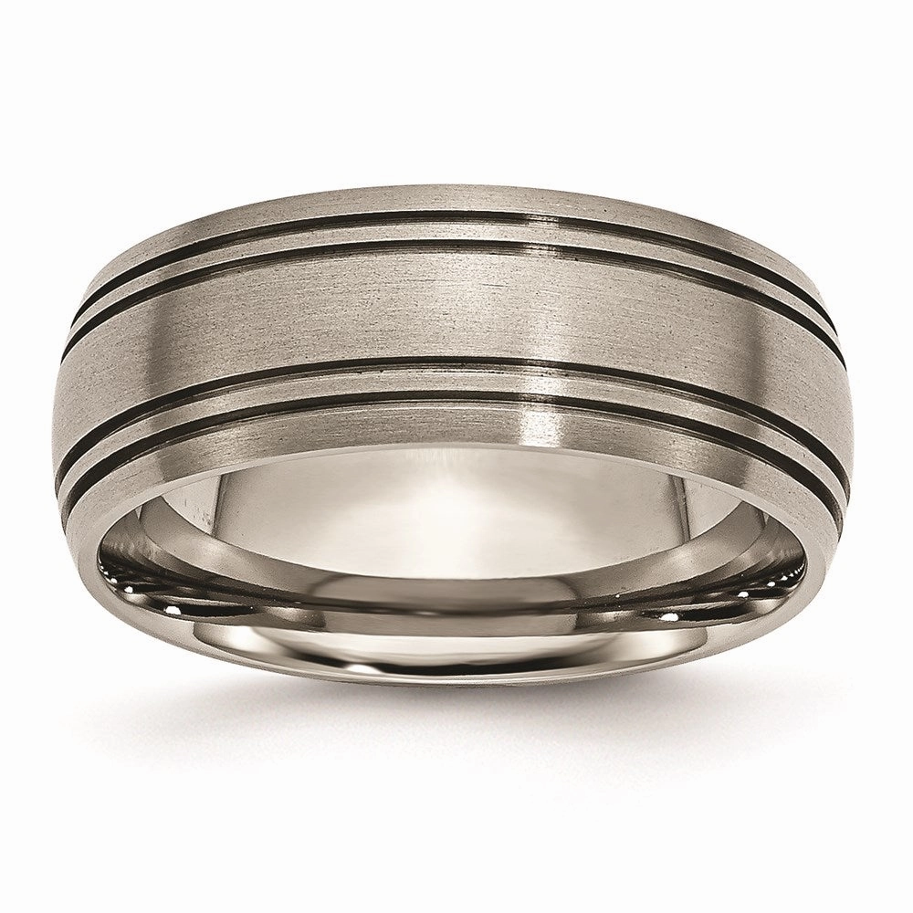 Titanium Grooved 8mm Satin Band | TB121