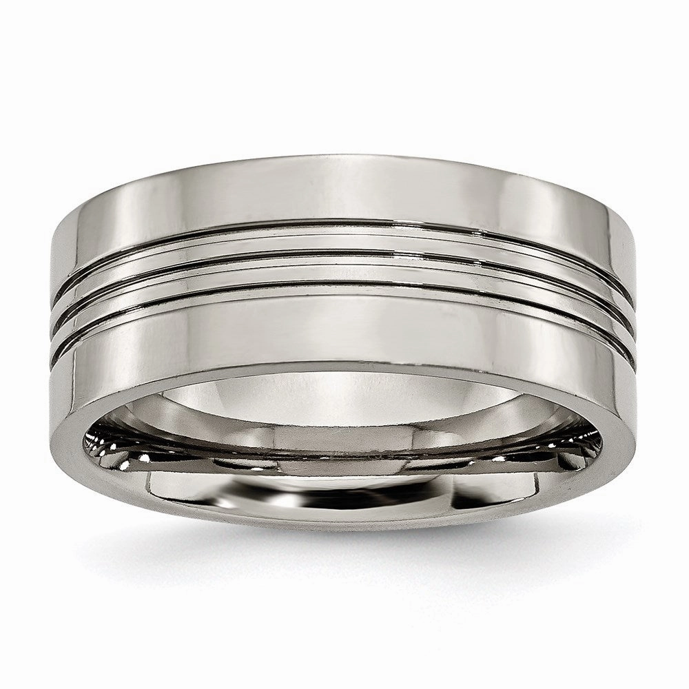 Titanium Grooved 9mm Polished Band | TB120