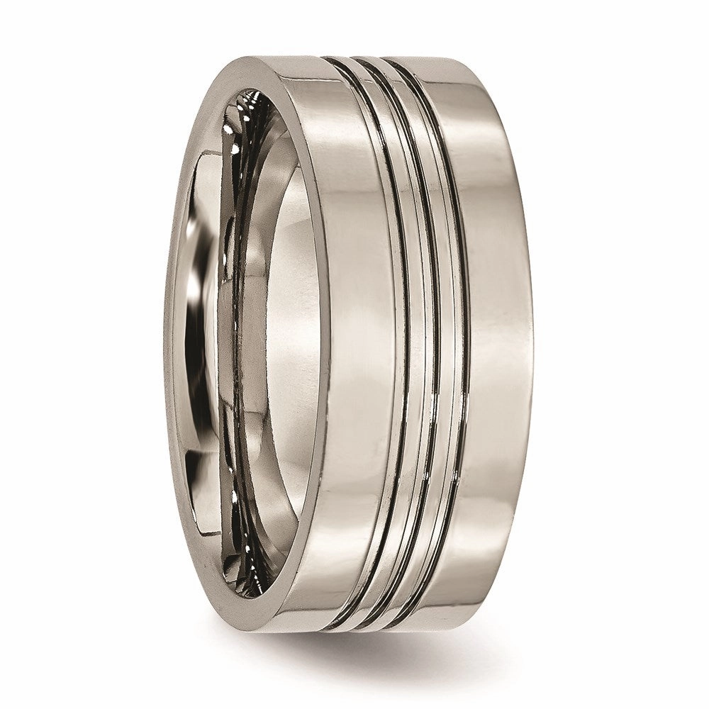 Titanium Grooved 9mm Polished Band | TB120