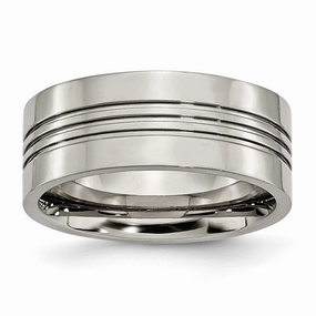 Titanium Grooved 9mm Polished Band | TB120