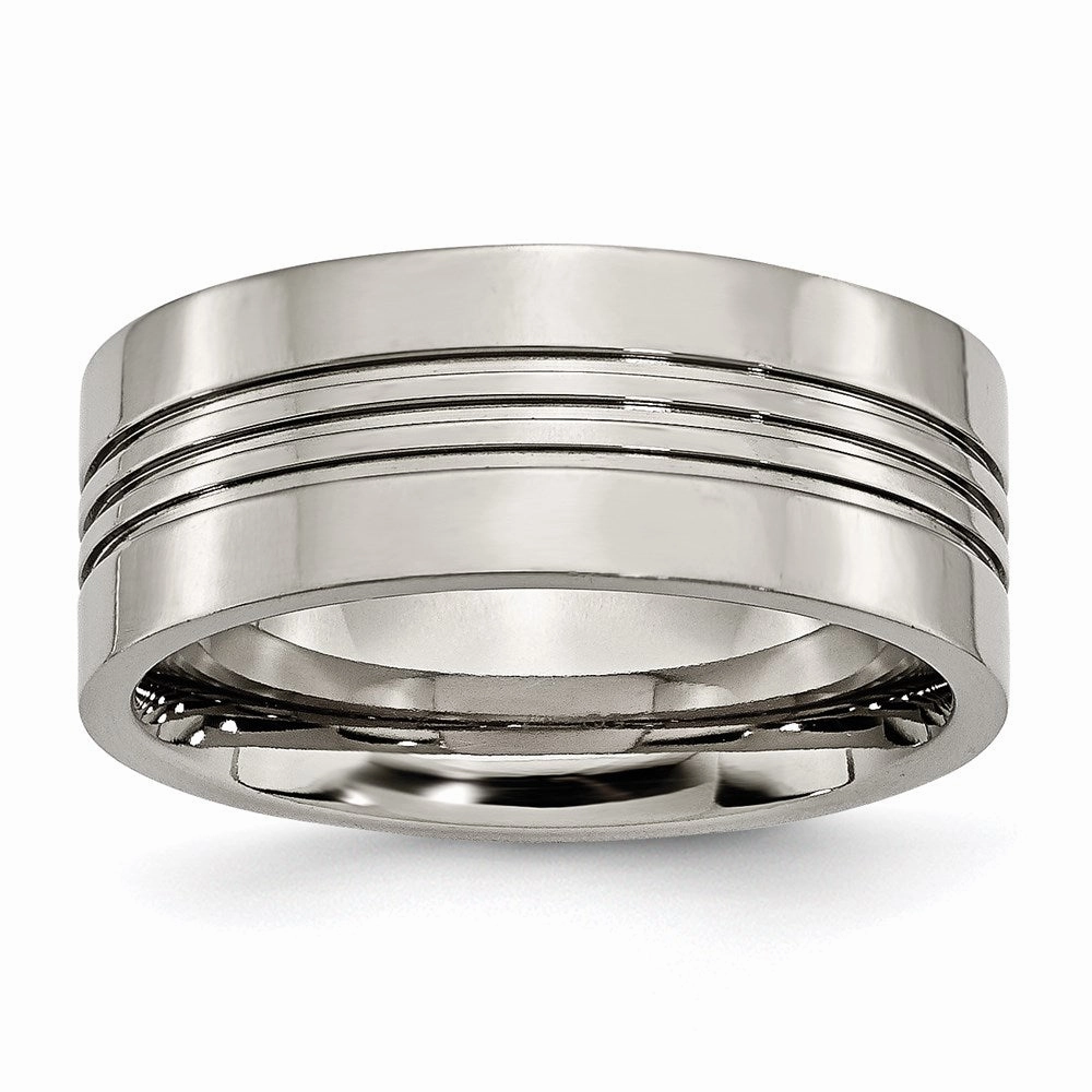 Titanium Grooved 9mm Polished Band | TB120