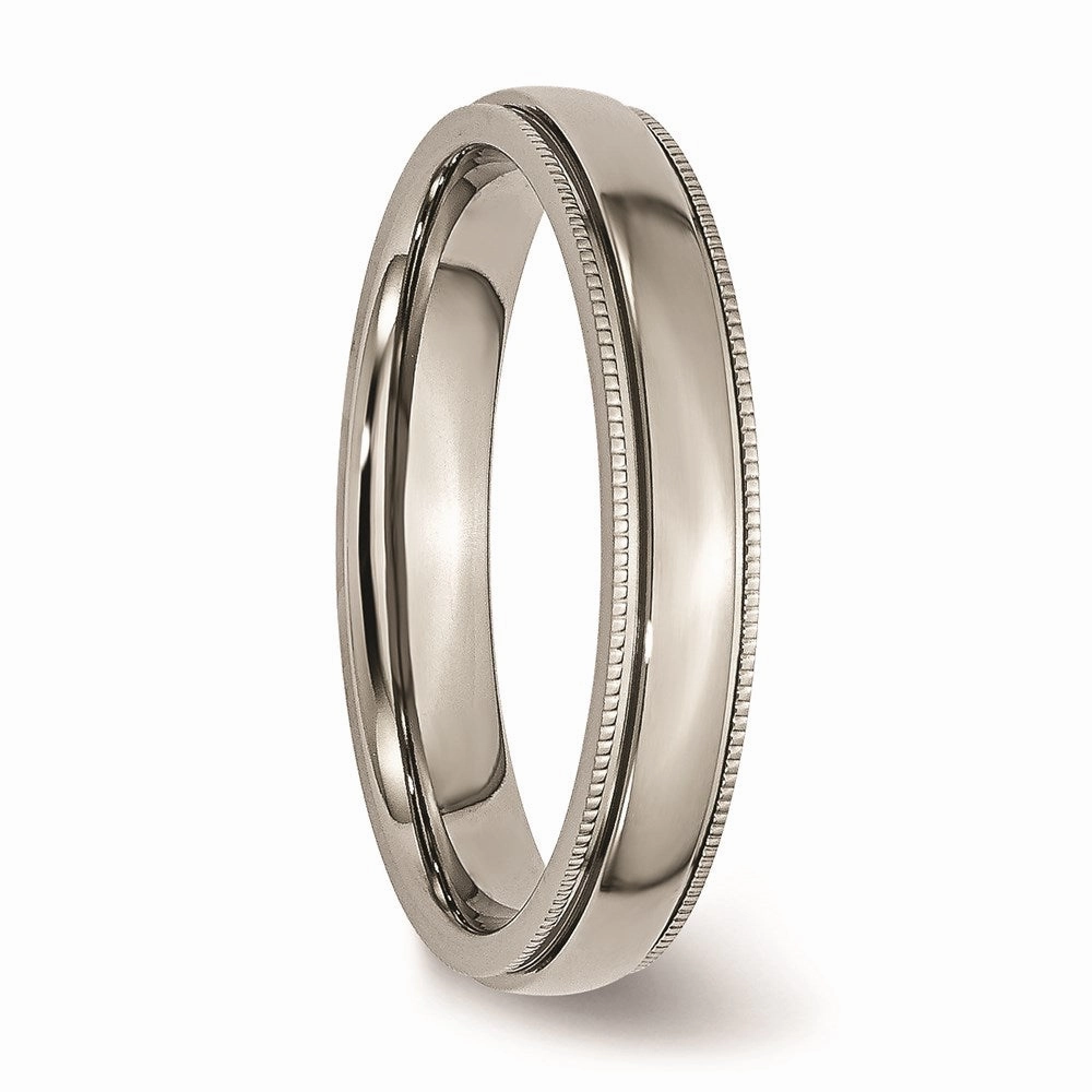 Titanium Grooved and Beaded Edge 4mm Polished Band | TB131