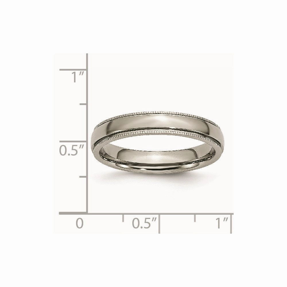 Titanium Grooved and Beaded Edge 4mm Polished Band | TB131