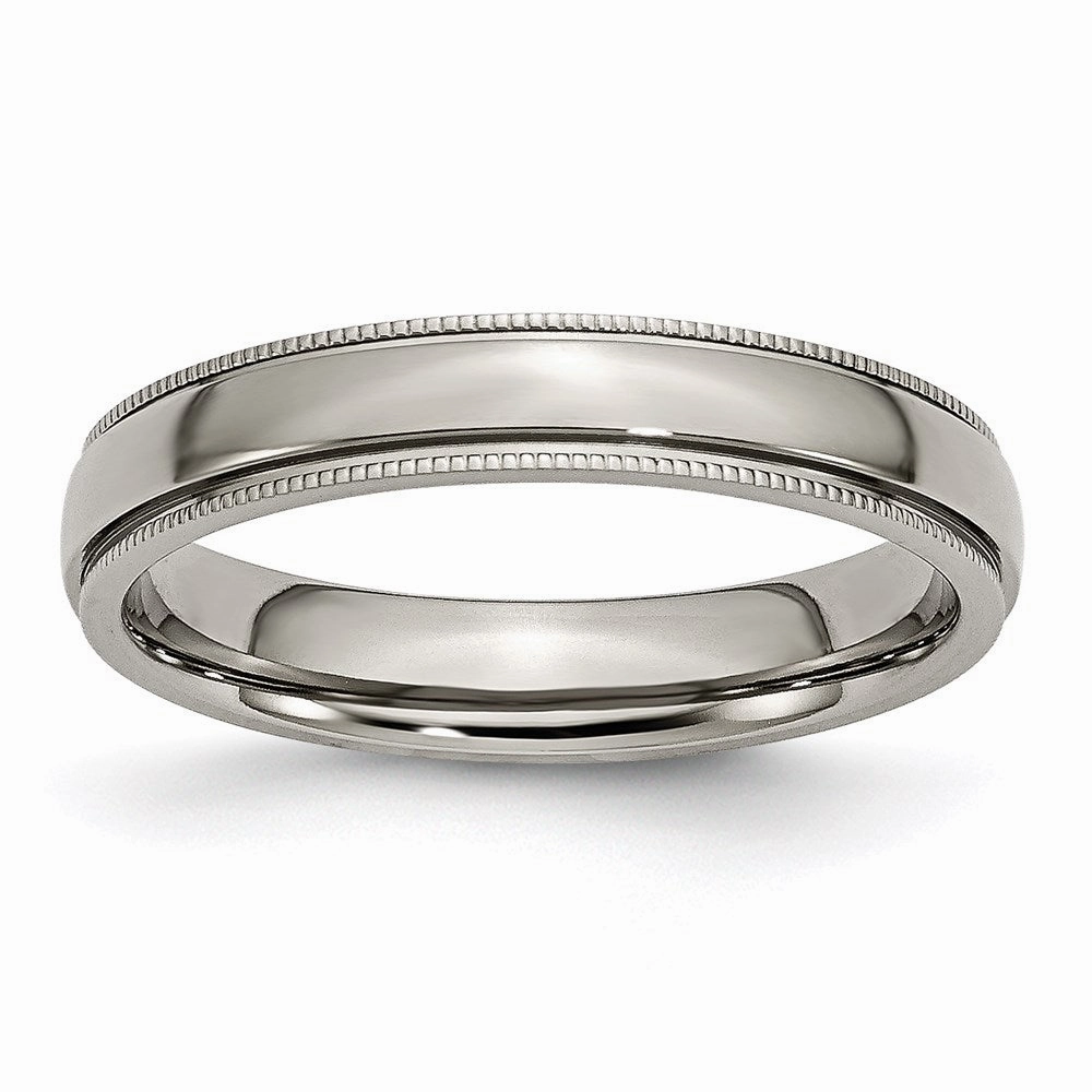 Titanium Grooved and Beaded Edge 4mm Polished Band | TB131