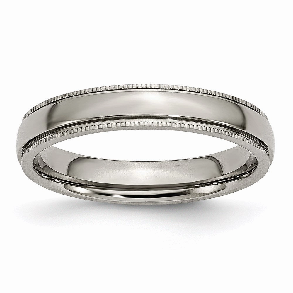 Titanium Grooved and Beaded Edge 4mm Polished Band | TB131