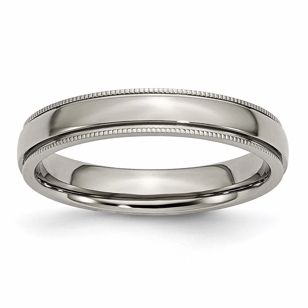 Titanium Grooved and Beaded Edge 4mm Polished Band | TB131