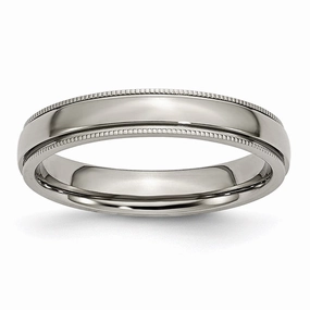 Titanium Grooved and Beaded Edge 4mm Polished Band | TB131