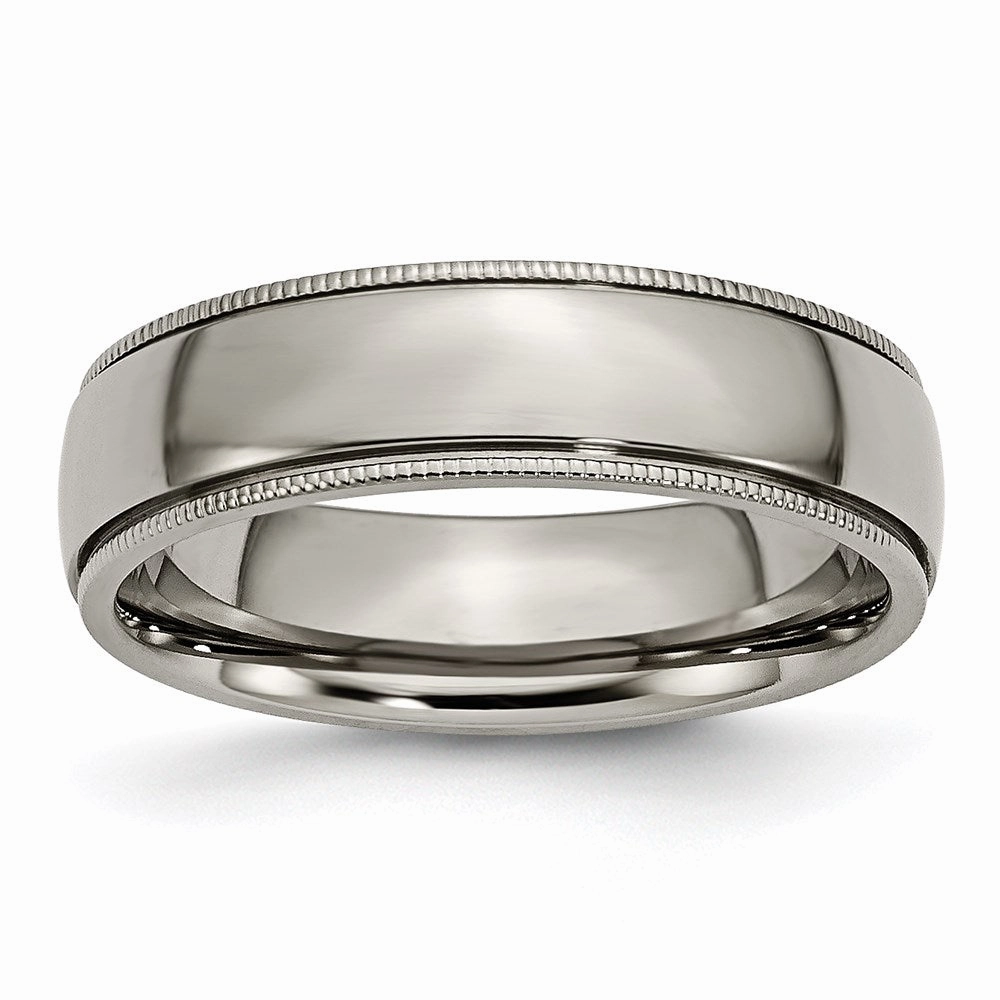 Titanium Grooved and Beaded Edge 6mm Polished Band | TB132