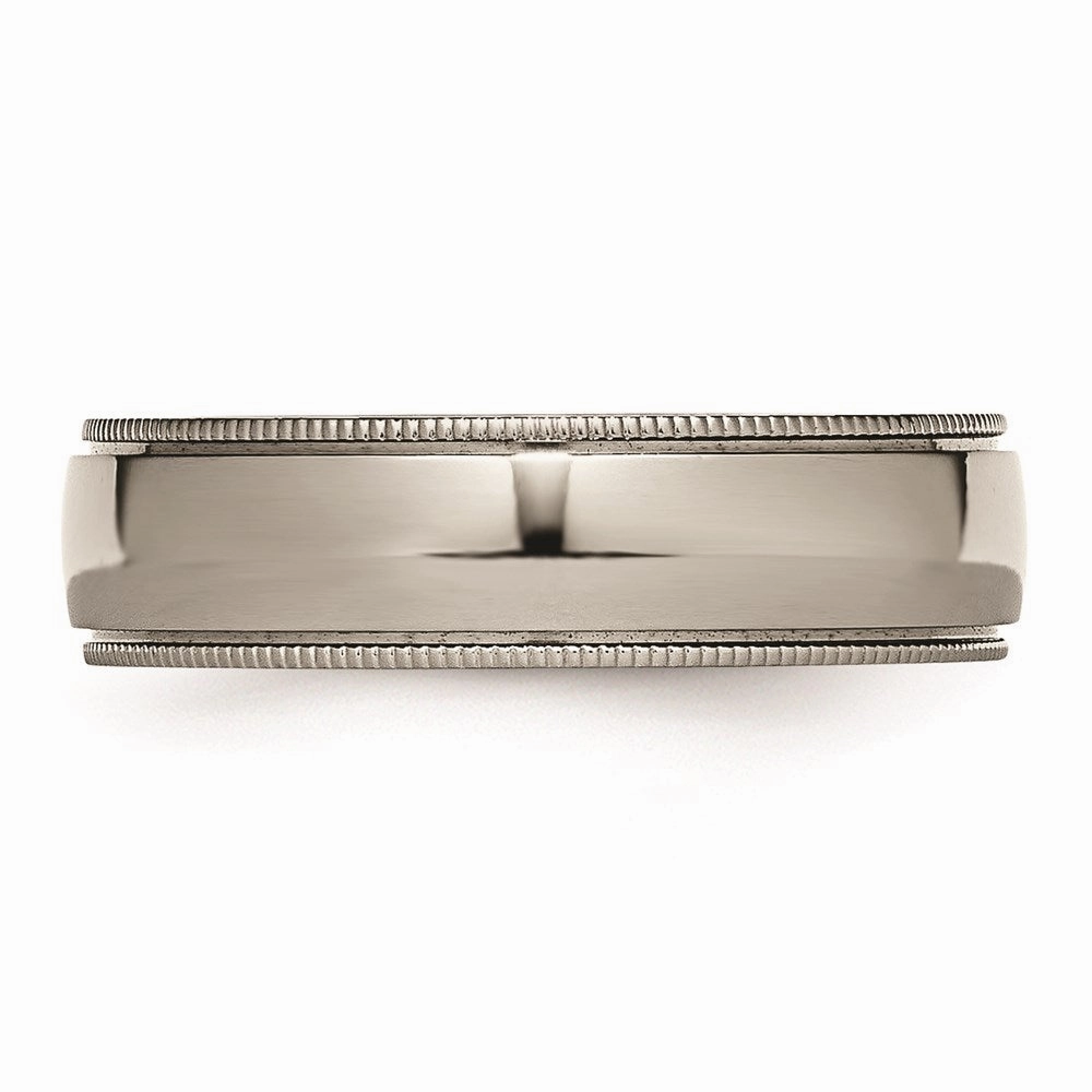 Titanium Grooved and Beaded Edge 6mm Polished Band | TB132