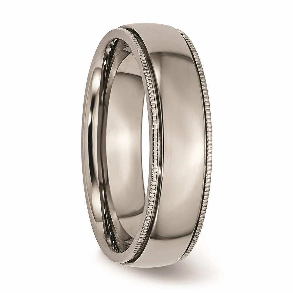 Titanium Grooved and Beaded Edge 6mm Polished Band | TB132
