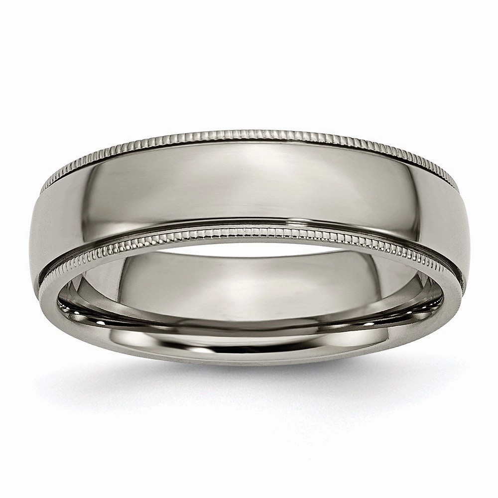 Titanium Grooved and Beaded Edge 6mm Polished Band | TB132