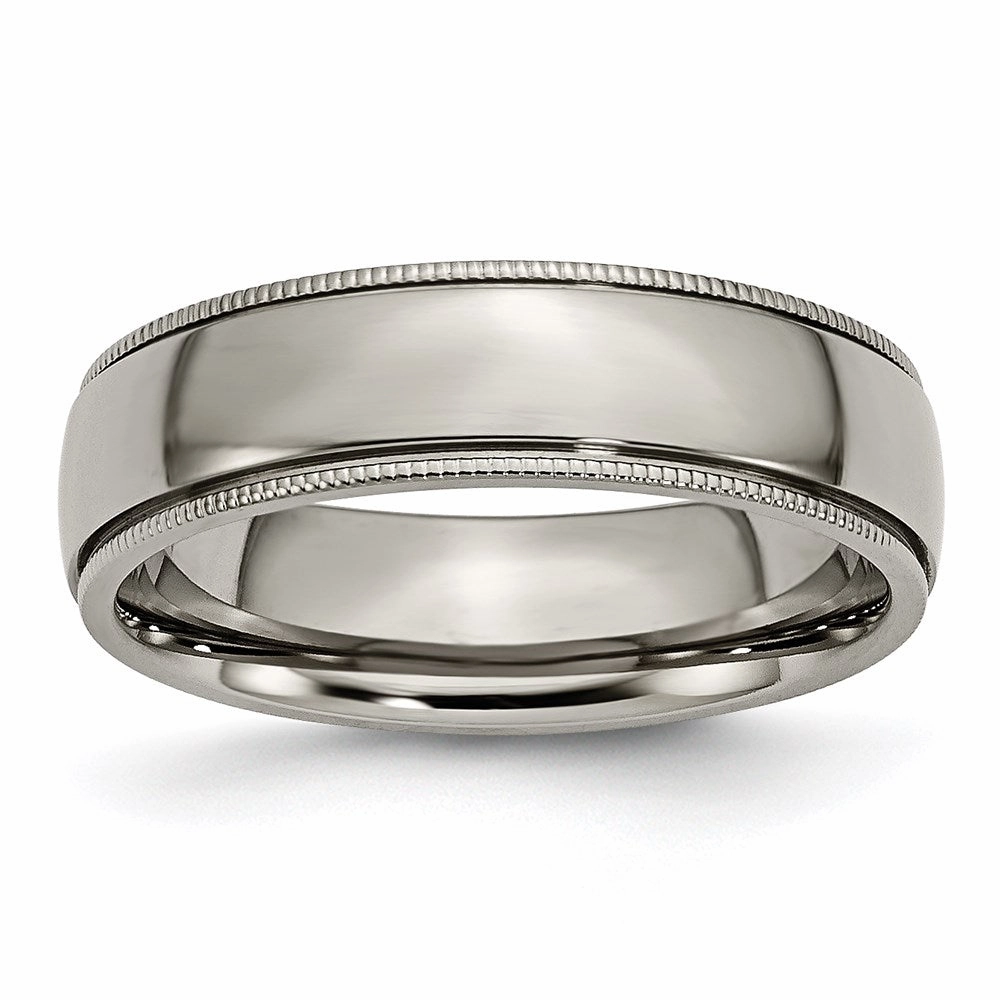 Titanium Grooved and Beaded Edge 6mm Polished Band | TB132
