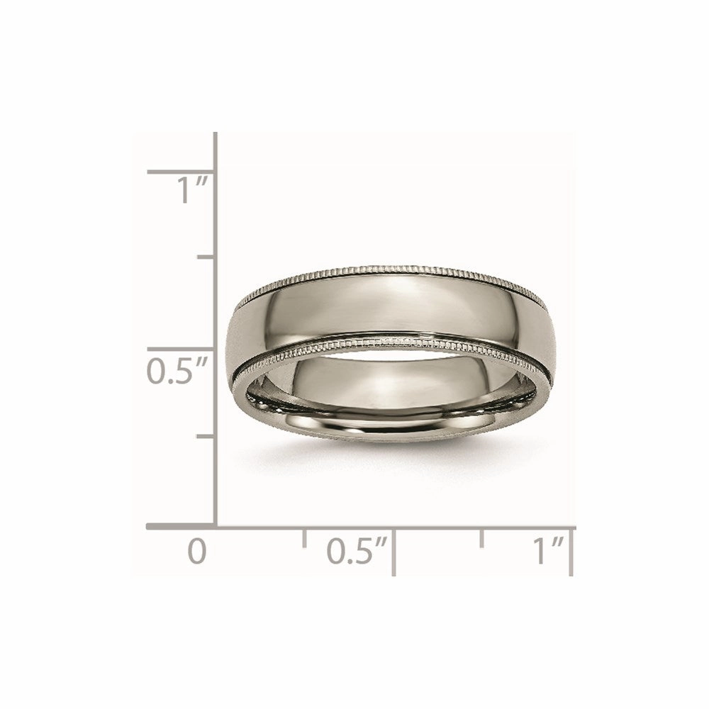 Titanium Grooved and Beaded Edge 6mm Polished Band | TB132