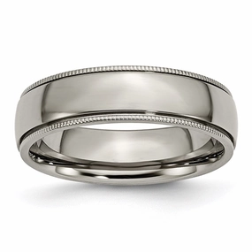 Titanium Grooved and Beaded Edge 6mm Polished Band | TB132