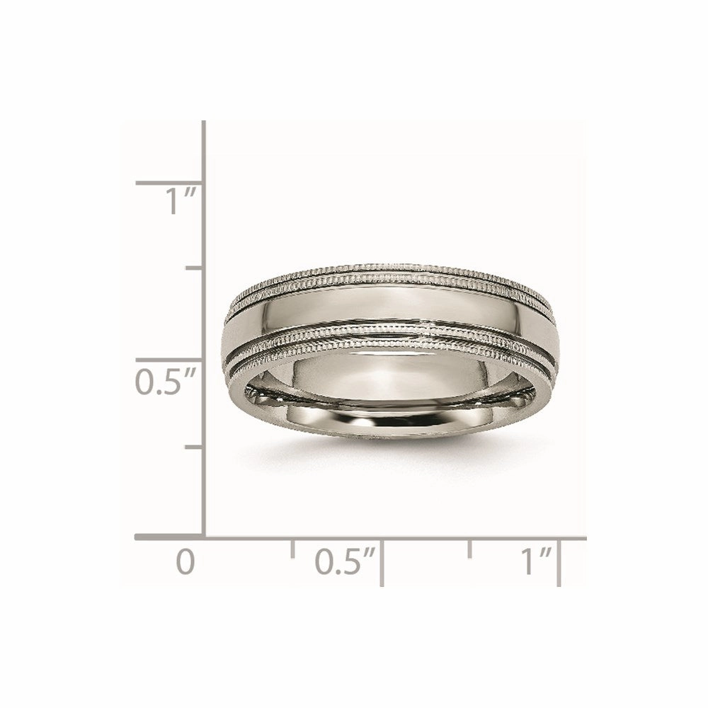 Titanium Grooved and Beaded Edge 6mm Polished Band | TB134
