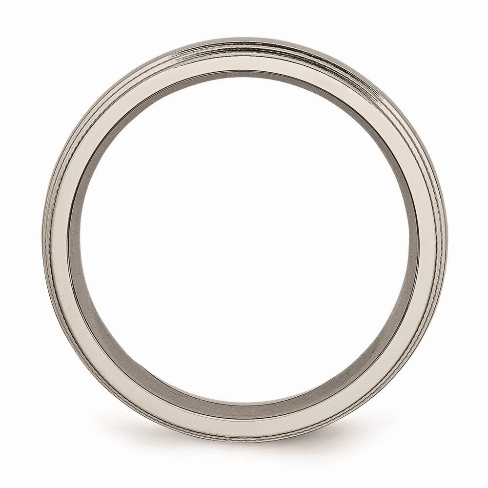 Titanium Grooved and Beaded Edge 6mm Polished Band | TB134
