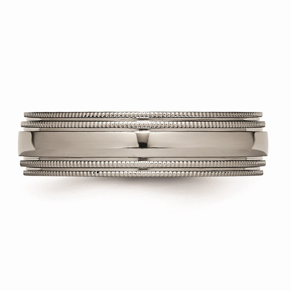 Titanium Grooved and Beaded Edge 6mm Polished Band | TB134