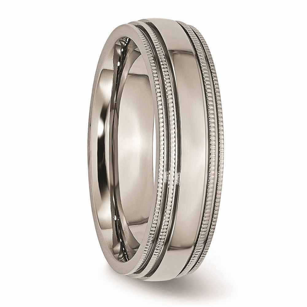 Titanium Grooved and Beaded Edge 6mm Polished Band | TB134