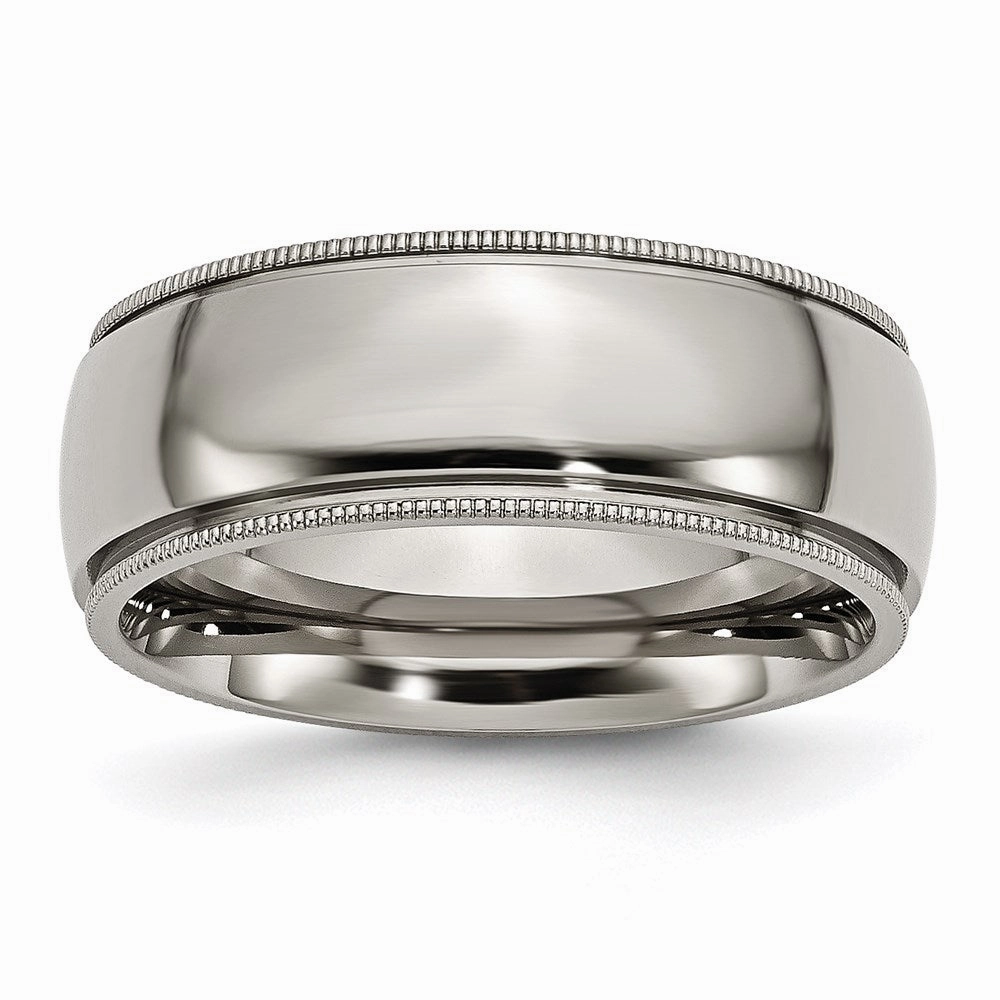 Titanium Grooved and Beaded Edge 8mm Polished Band | TB133