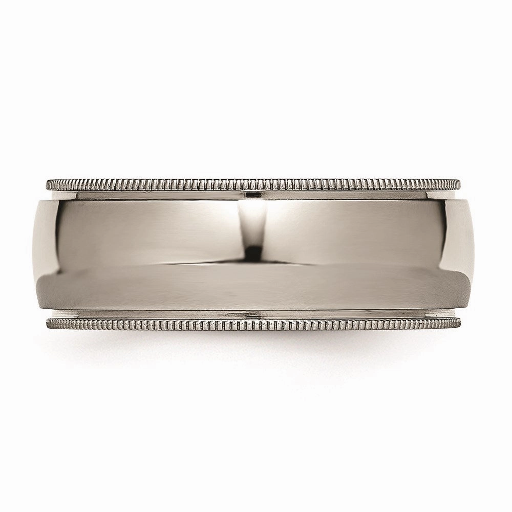 Titanium Grooved and Beaded Edge 8mm Polished Band | TB133