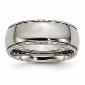 Titanium Grooved and Beaded Edge 8mm Polished Band | TB133