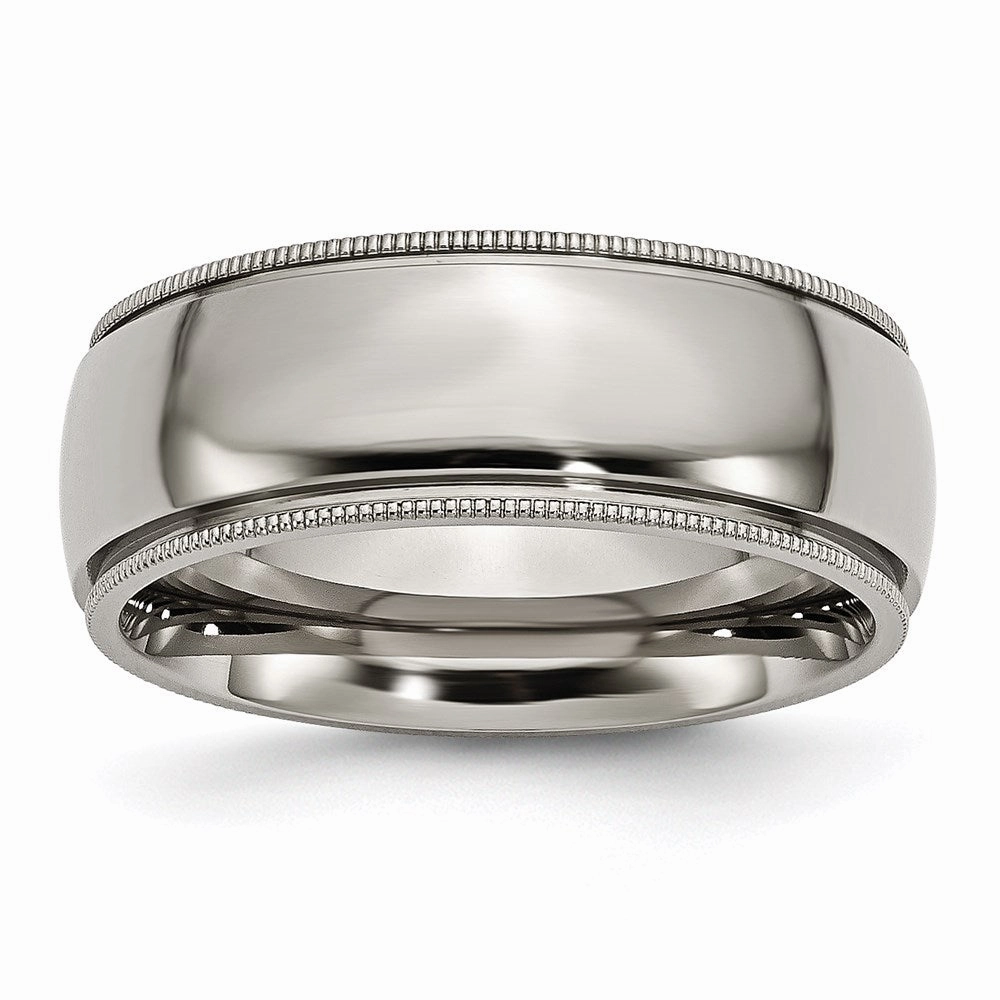 Titanium Grooved and Beaded Edge 8mm Polished Band | TB133
