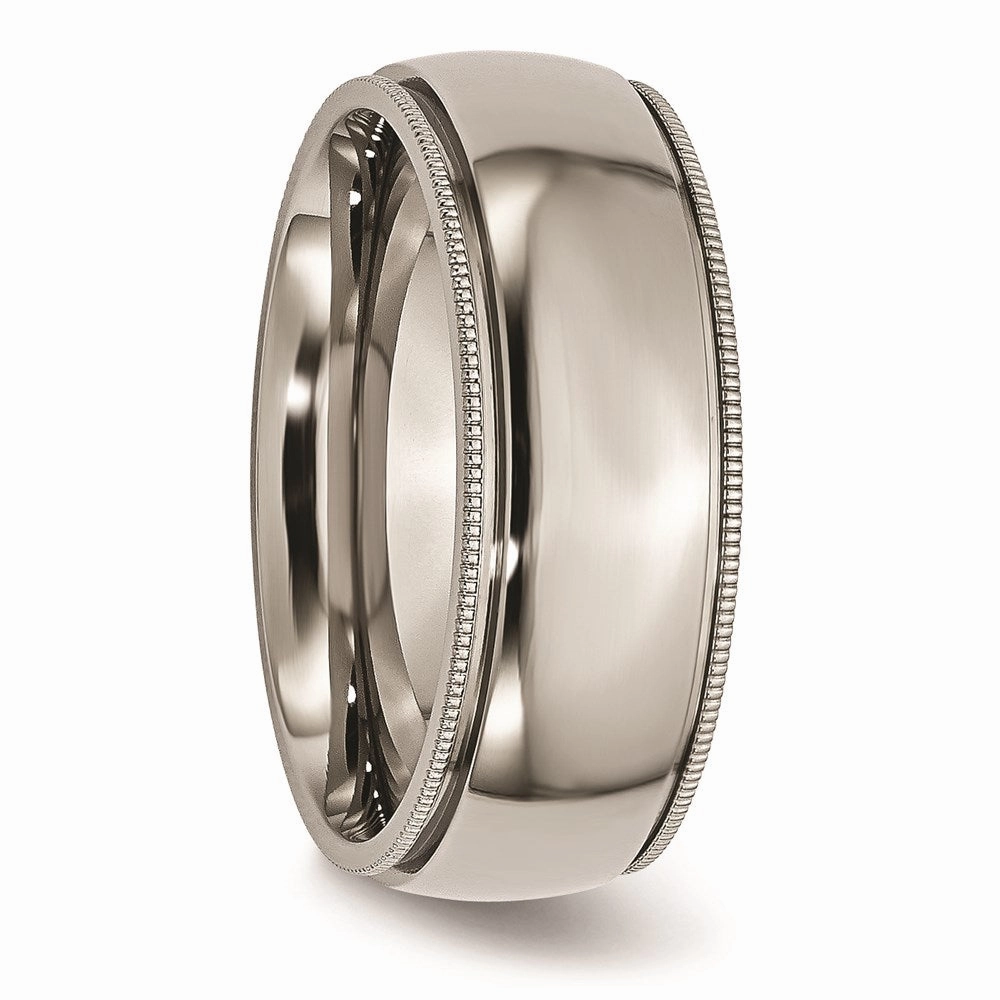 Titanium Grooved and Beaded Edge 8mm Polished Band | TB133