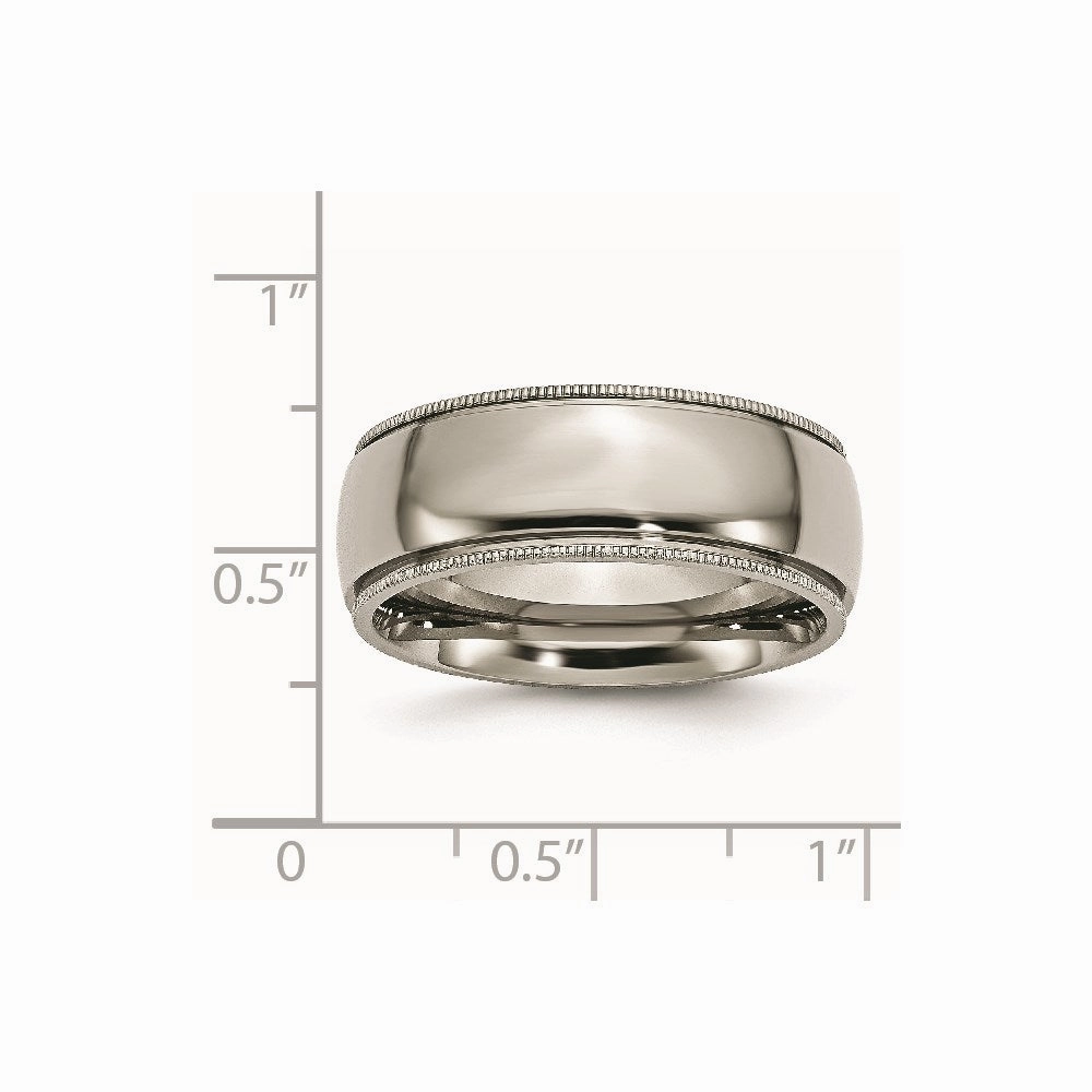 Titanium Grooved and Beaded Edge 8mm Polished Band | TB133