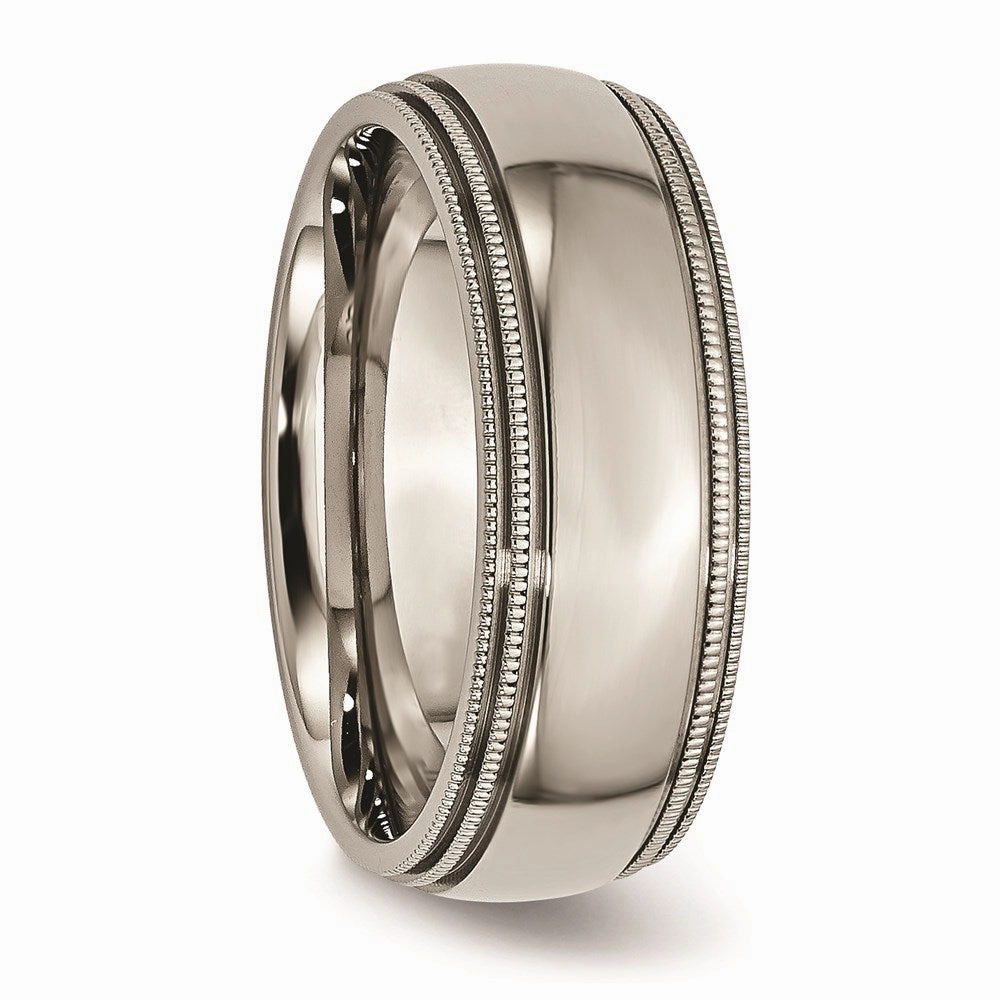 Titanium Grooved and Beaded Edge 8mm Polished Band | TB135