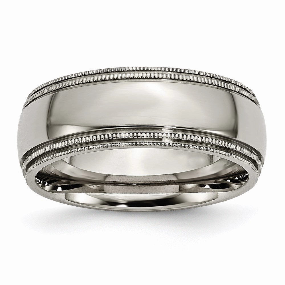 Titanium Grooved and Beaded Edge 8mm Polished Band | TB135
