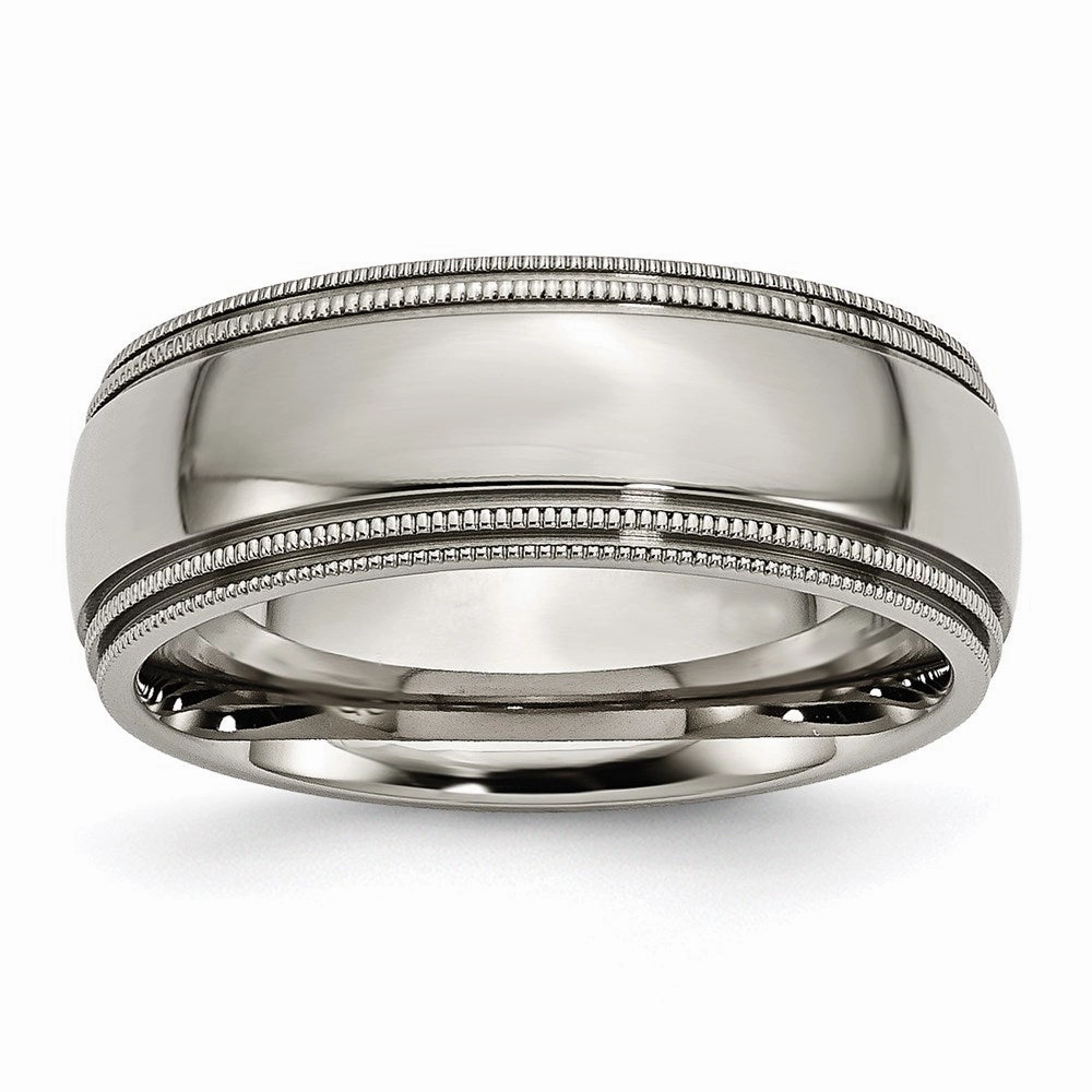 Titanium Grooved and Beaded Edge 8mm Polished Band | TB135