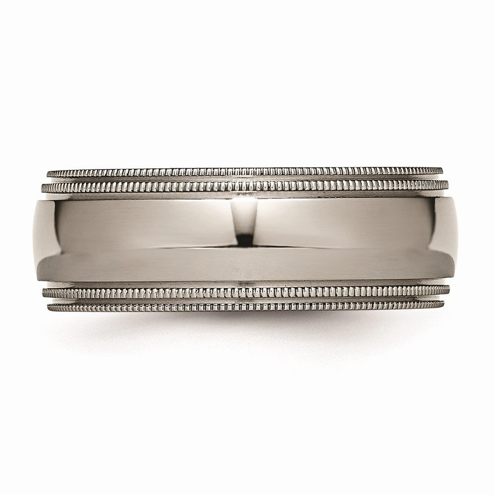 Titanium Grooved and Beaded Edge 8mm Polished Band | TB135