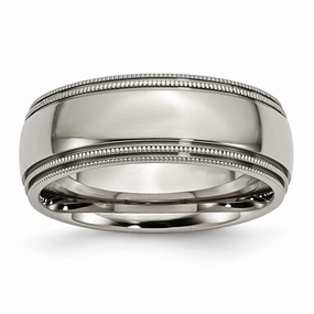 Titanium Grooved and Beaded Edge 8mm Polished Band | TB135
