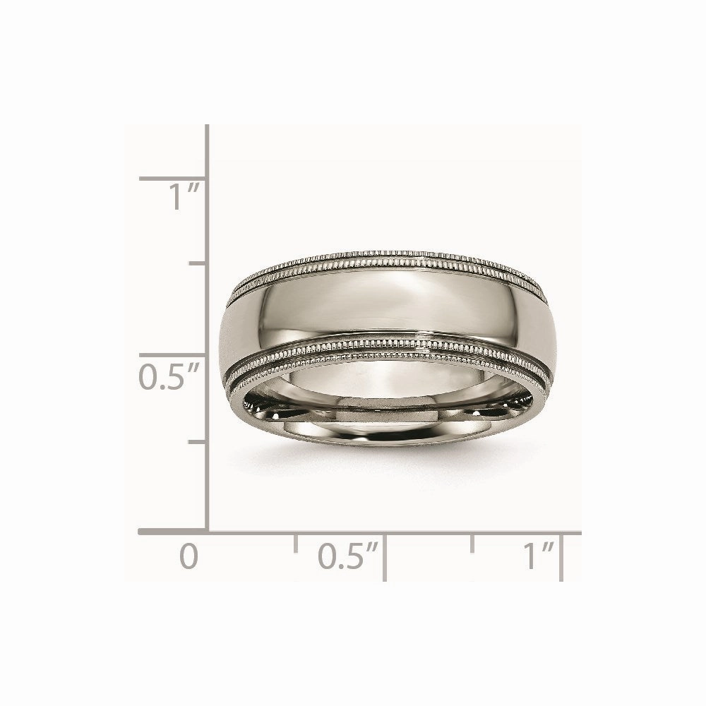 Titanium Grooved and Beaded Edge 8mm Polished Band | TB135