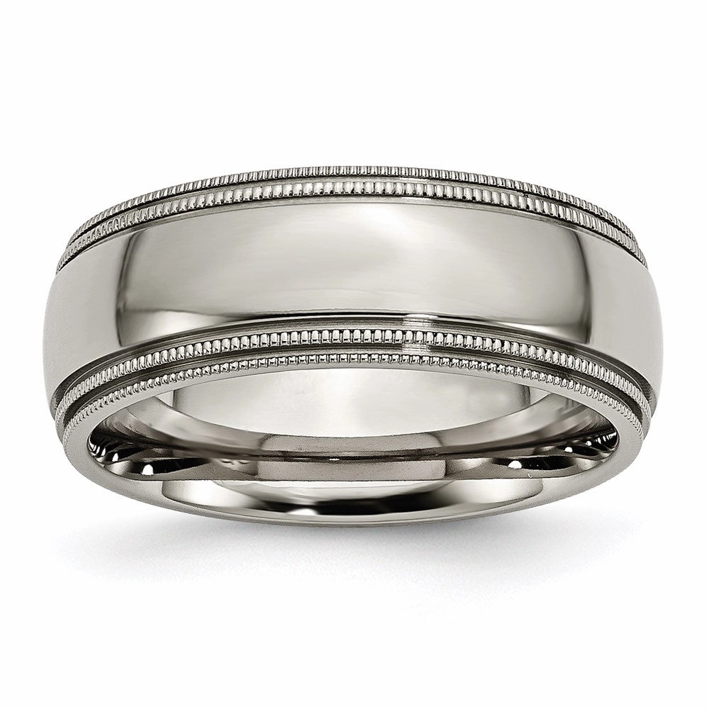 Titanium Grooved and Beaded Edge 8mm Polished Band | TB135